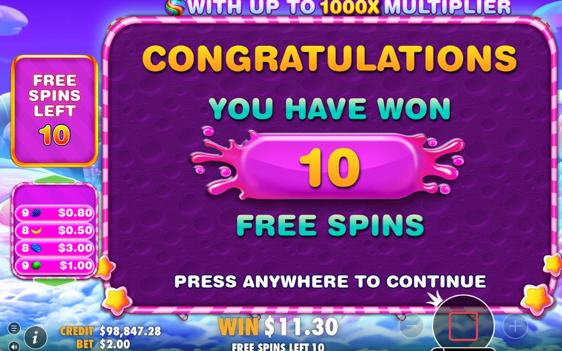 Three scatters during Free Spins add five more spins