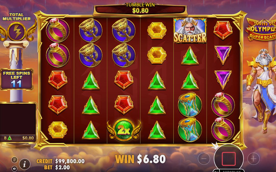 Free Spins round with running total multiplier and spins left