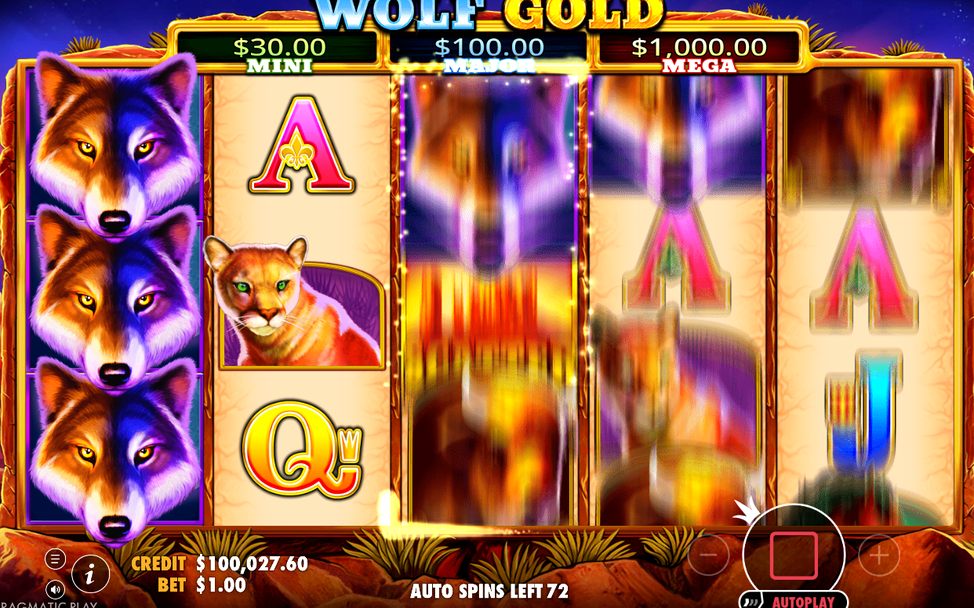 Base Game showing a blazing reel with amber glow