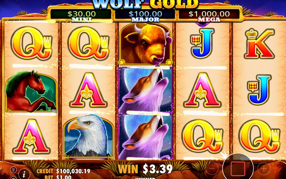 Win screen showing the payout for a line win