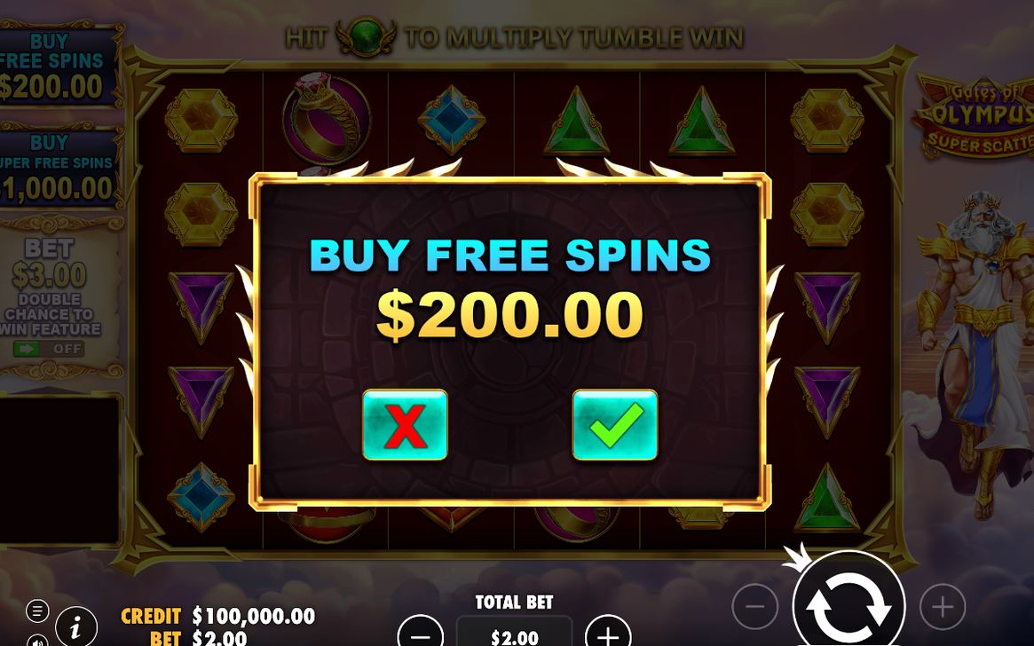 Tumble feature in play, new symbols falling into the gaps